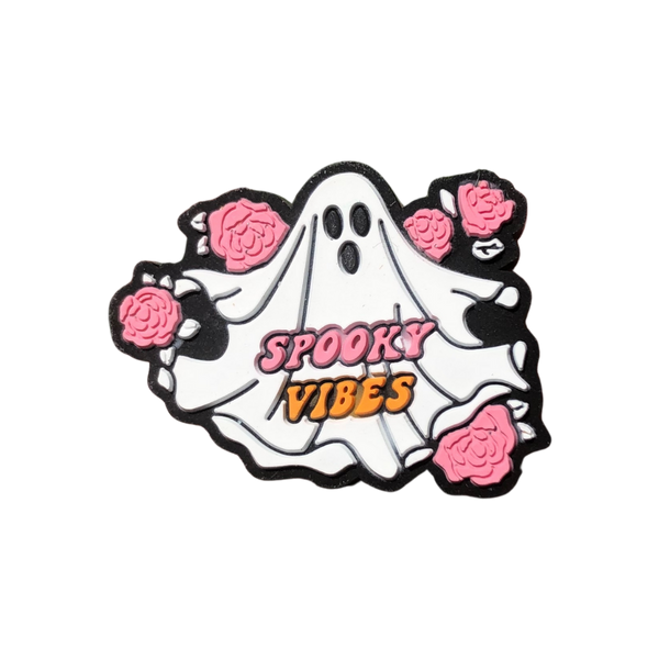 Silicone Focal Beads - Spooky Vibes Ghost with Flowers - 90A