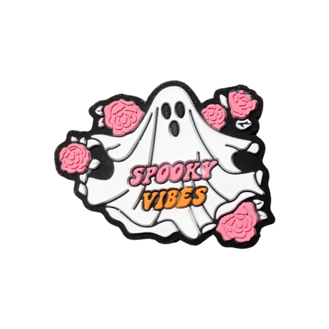 Silicone Focal Beads - Spooky Vibes Ghost with Flowers - 90A