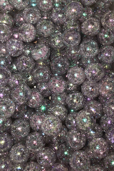 Black Crack Acrylic Chunky Bubblegum Beads || 12mm 16mm 20mm || Packs of 10 pieces