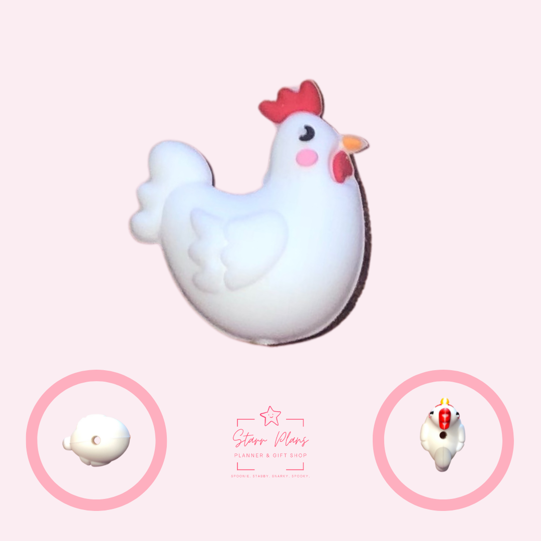 Silicone Focal Beads - 3D Chicken - 123
