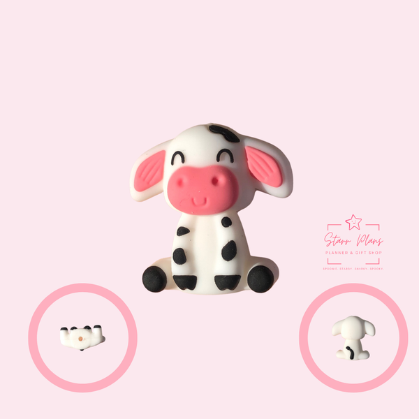 Silicone Focal Beads - 3D Cow - 113