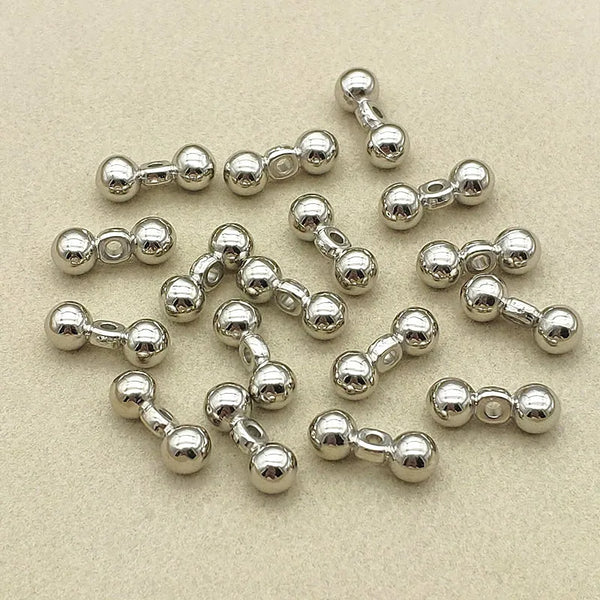 15 mm Silver Barbell Spacer Beads