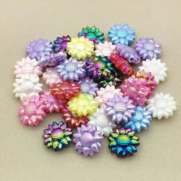 Acrylic Shiny Sunflower Bead 20mm