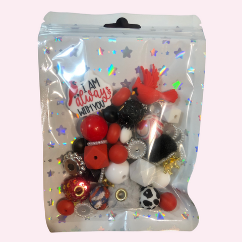 Bead Mixes - I Am Always With You || 3mm+ Large Hole || Bead Pack with Focal || Red, White and Black