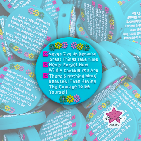 Never Give Up Inspirational Silicone Focal Bead - 55