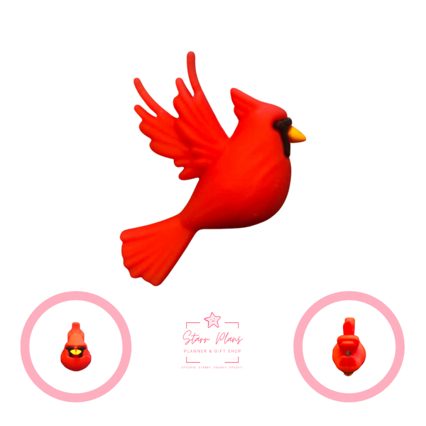 Silicone Focal Beads - 3D Cardinal Bird