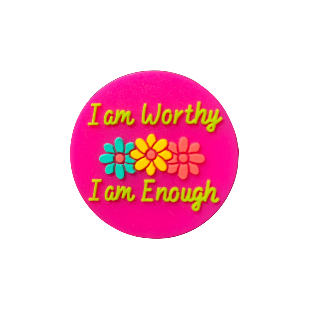 Silicone Focal Beads - I am Worthy I am Enough Affirmations  - 71A