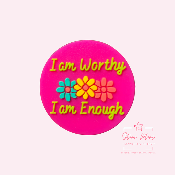 Silicone Focal Beads - I am Worthy I am Enough Affirmations  - 71A