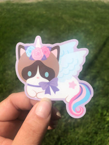 Starry Snow Shoe Pegasus Cat Vinyl Sticker Decal