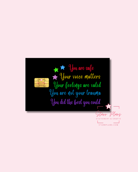 UVDTF Permanent Debit Card Decal - Inner Child Affirmations Cursive Black