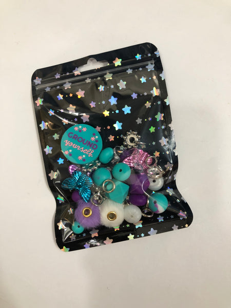 Bead Mixes - Ground Yourself|| 3mm+ Large Hole || Bead Pack with Focal ||Teal and Purple