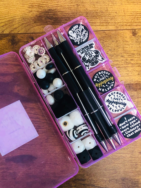 Beaded Pen Kit - Snarky Black & White