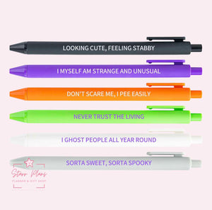 Macaron Pen - Spooky Quotes Ballpoint Pens Set of Six