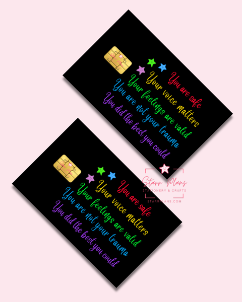 UVDTF Permanent Debit Card Decal - Inner Child Affirmations Cursive Black