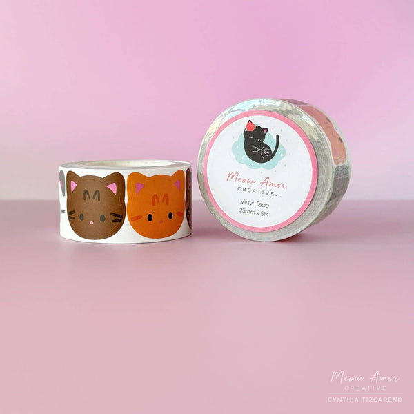 Tabby Cats Vinyl Sticker Roll Washi Tape