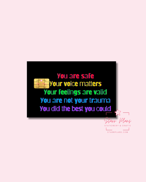 UVDTF Permanent Debit Card Decal - Inner Child Affirmations Print Black