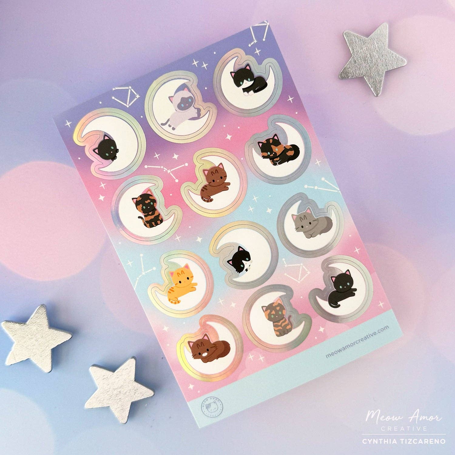 Moon Cats Holo Foil Sticker Sheet