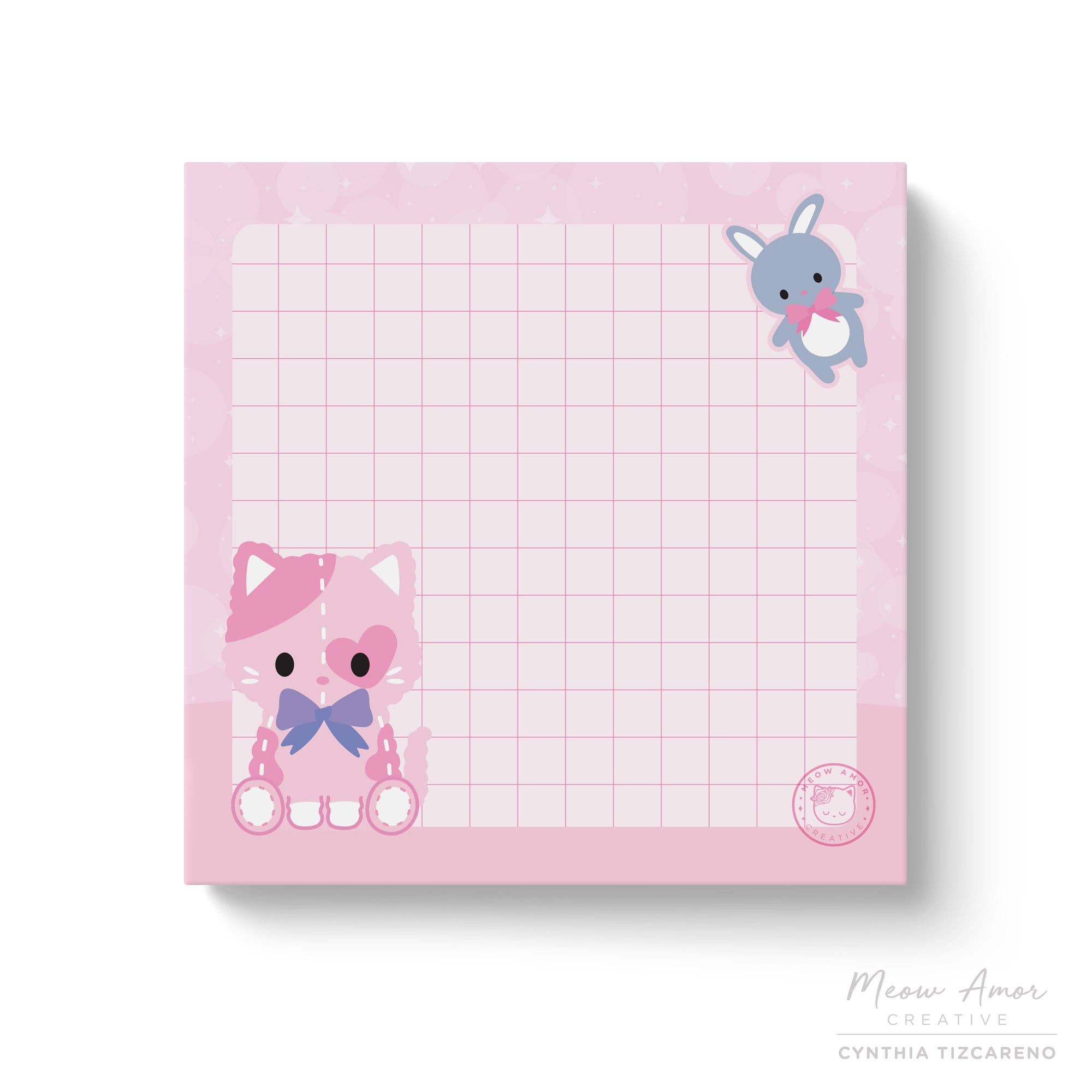 Pink Cat Plushie Sticky Notes