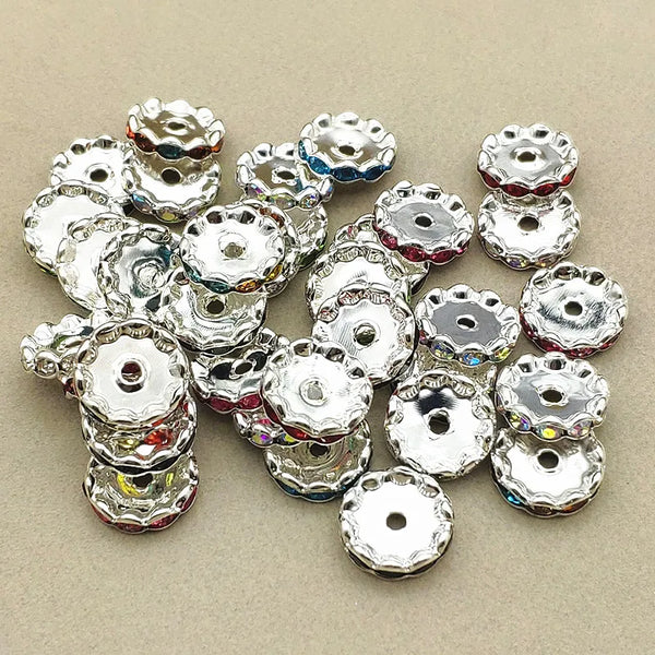 15 mm Silver Mix Rhinestone Spacer Beads