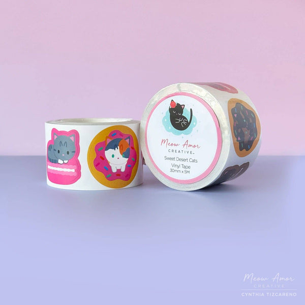 Sweets Cats Vinyl Sticker Roll Washi Tape