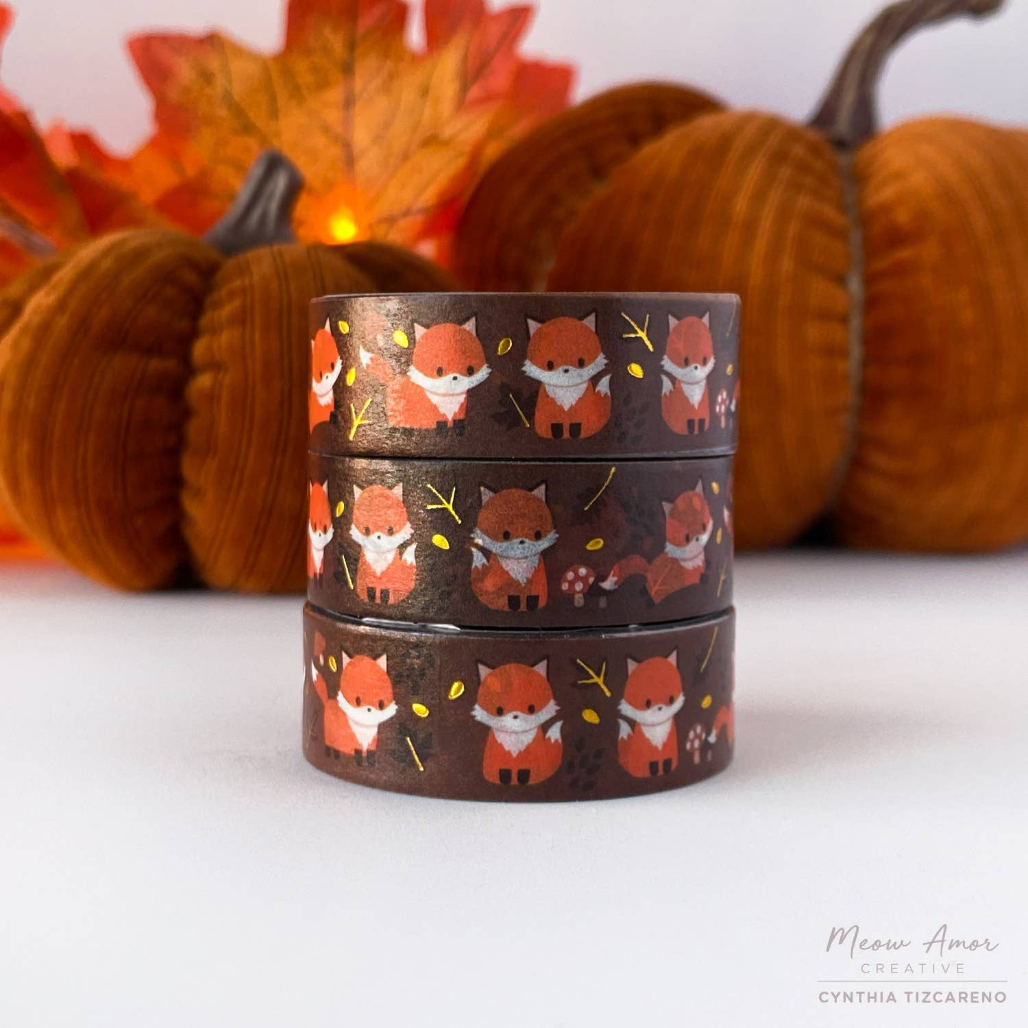 Autumn Fox Gold Foil Washi Tape