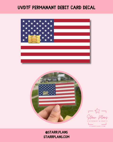 UVDTF Permanent Debit Card Decal - United States Flag