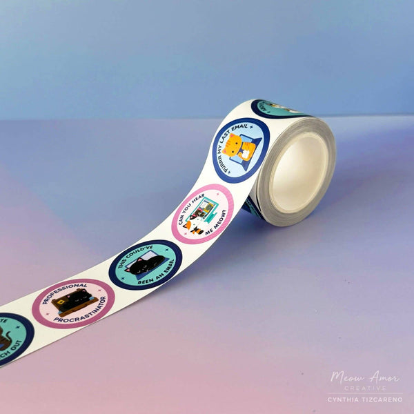 Office Cats Vinyl Sticker Roll Washi Tape