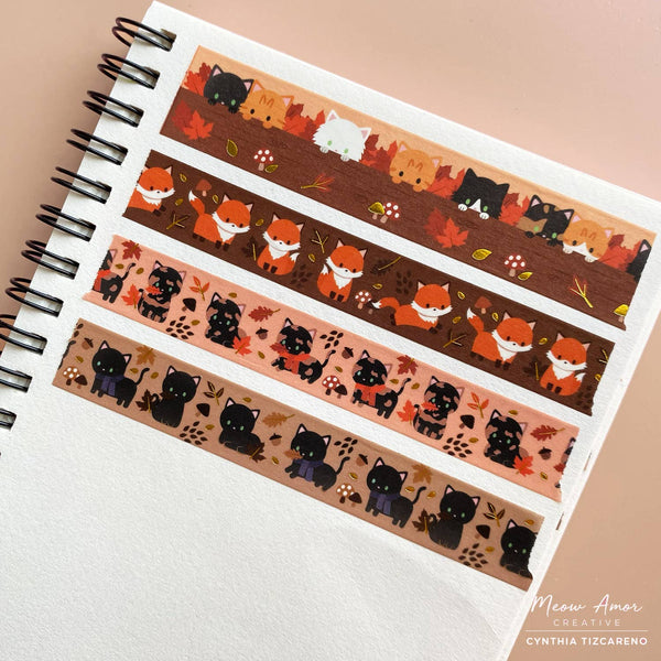 Autumn Fox Gold Foil Washi Tape
