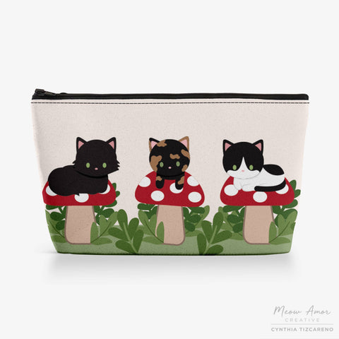 Mushroom Cats Canvas Zipper Bag