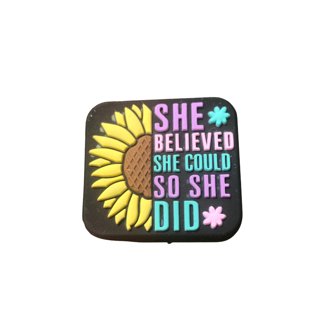 Silicone Focal Beads - She Believed She Could Sunflower  - 73B