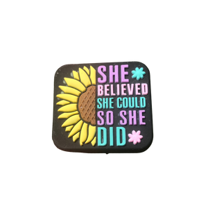 Silicone Focal Beads - She Believed She Could Sunflower  - 73B