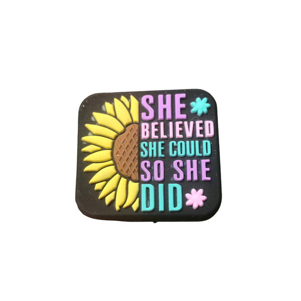 Silicone Focal Beads - She Believed She Could Sunflower  - 73B