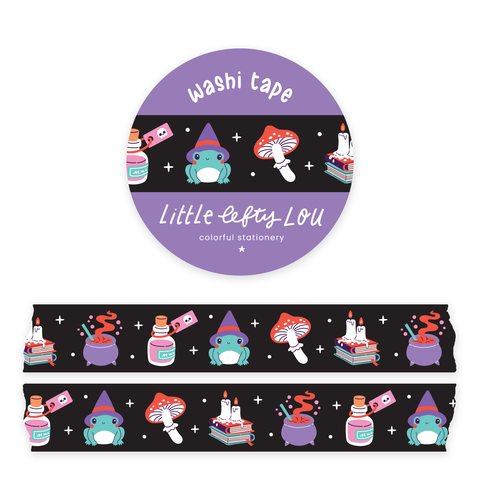 Witchy Frog Black Washi Tape