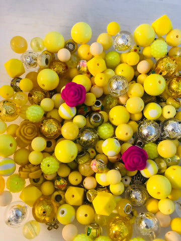 Bead Soup || Beadable Pens & Projects || Bubblegum- Belle - Elegant Yellows & Golds || 3mm+ Large Hole ||  Bead Mixes || Crafts & Jewelry ||