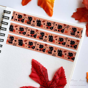 Autumn Tortie Cat Gold Foil Washi Tape