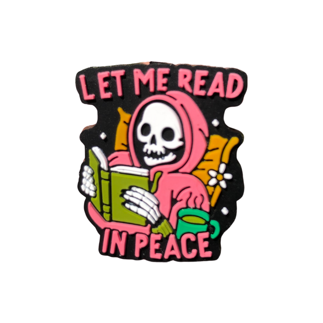 Silicone Focal Beads - Let me Read in Peace Skeleton - 84A