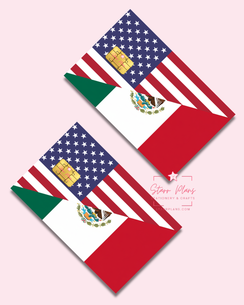 UVDTF Permanent Debit Card Decal - Mexico & United States Flag Chicano Flag