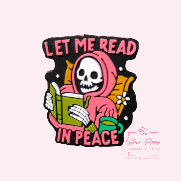 Silicone Focal Beads - Let me Read in Peace Skeleton - 84A