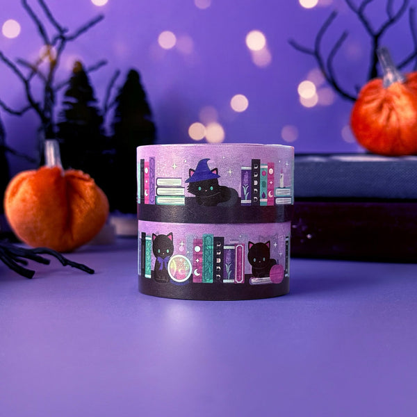 Witchy Book Cats Foil Washi Tape
