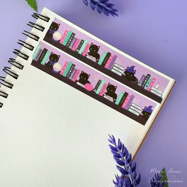 Witchy Book Cats Foil Washi Tape