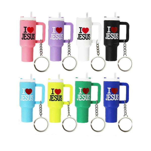 I LOVE JESUS Mini Tumbler Keychain