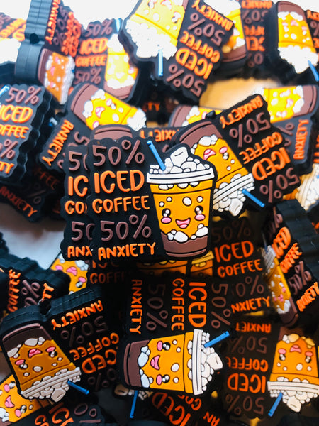 Silicone Focal Beads - 50% Iced Coffee 50% Anxiety - 19