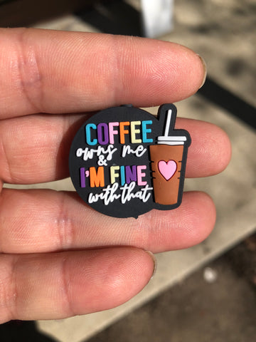 Silicone Focal Beads - Coffee Owns me - 1 Piece