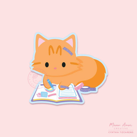 Journaling Kitty Vinyl Sticker