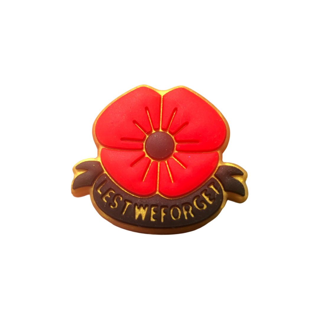 Silicone Focal Beads - Lest We Forget Poppy Flower  - 72A