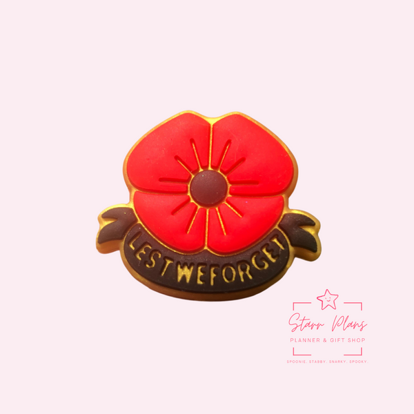 Silicone Focal Beads - Lest We Forget Poppy Flower  - 72A