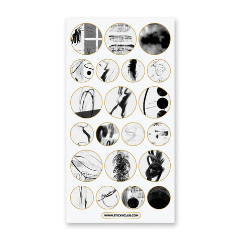 Abstract B&W Seals Sticker Sheet