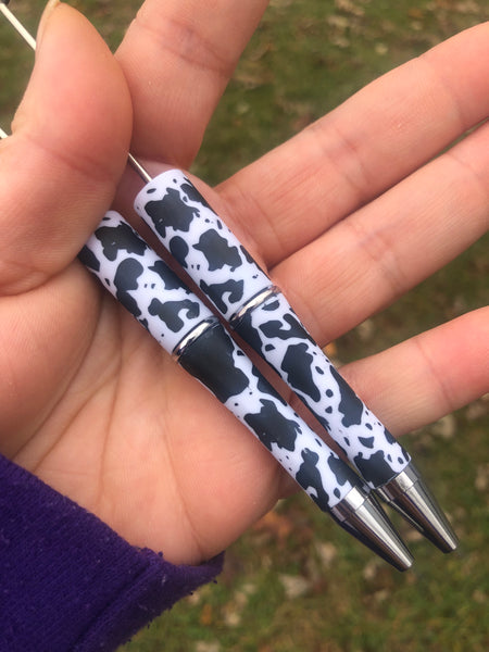 Beadable Plastic Print Pen Blank - Cow || DIY