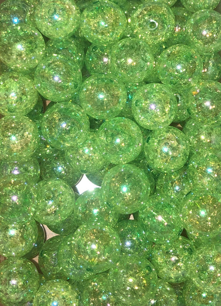 Green Crack Acrylic Chunky Bubblegum Beads || 12mm 16mm 20mm || Packs of 10 pieces