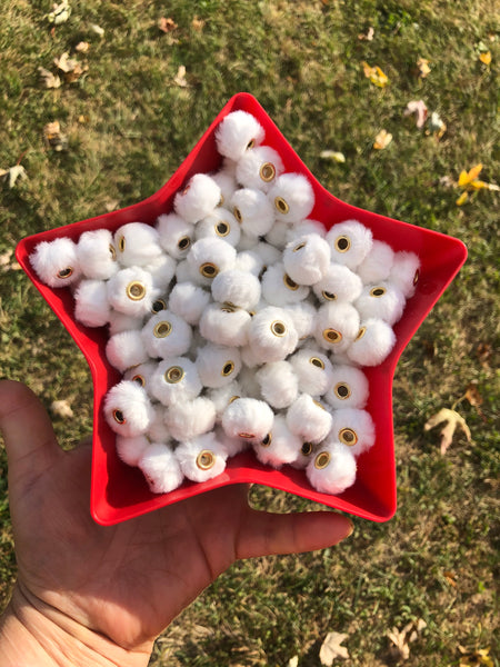 White Furry Beads